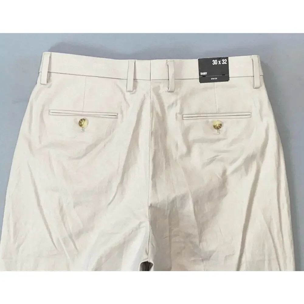 Express 'Baggy' Fit Flat Front Linen Blend Dress Pants, Slacks. Men's 30X29.5.